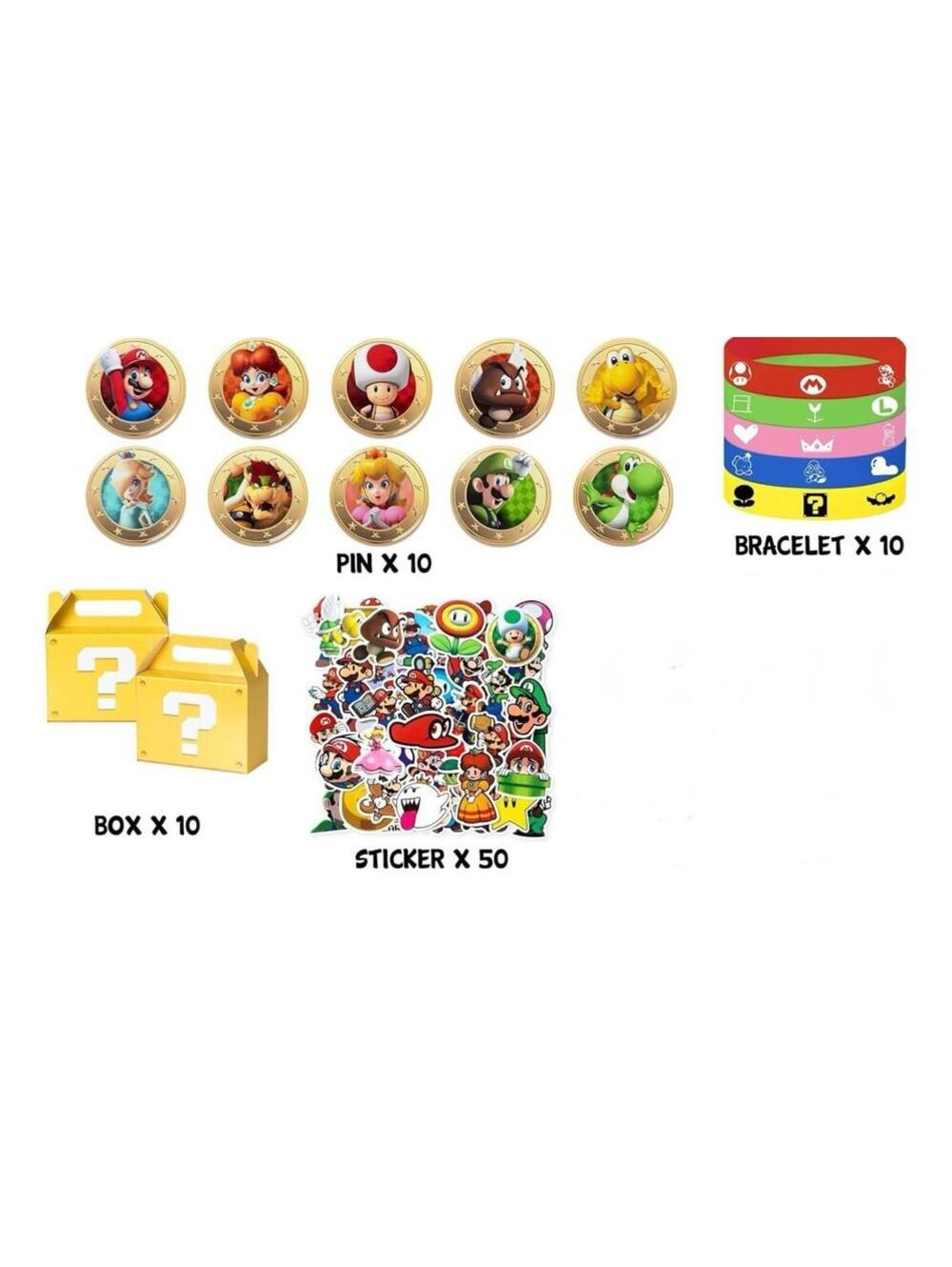 Super Mario Birthday Party Loot Box Set 80pc Makes 10 Boxes Party Favors NEW